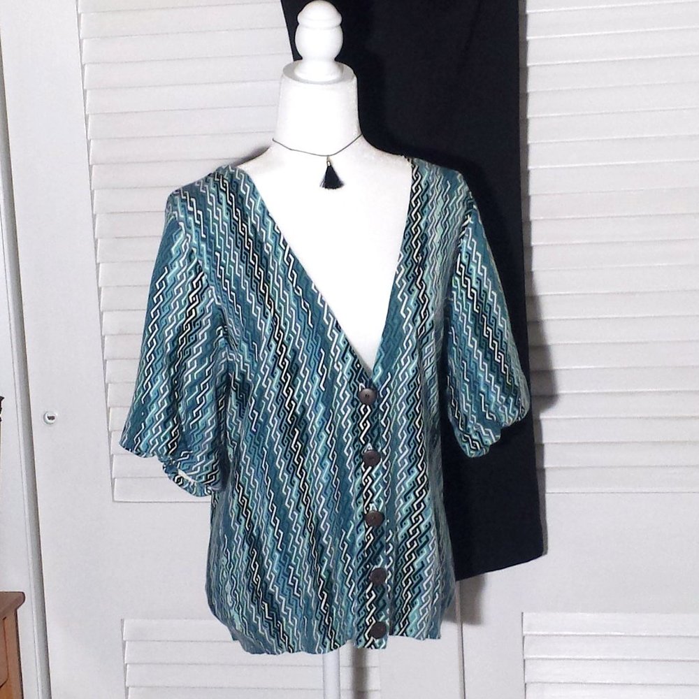 Turquoise & Black Diamond Summer Sweater